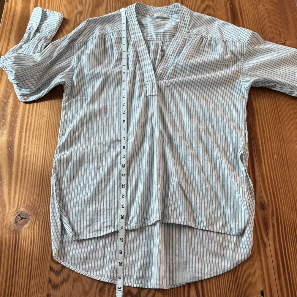 A.L.C. Laurie Silk and Cotton Striped Tunic Top - Picture 11 of 11